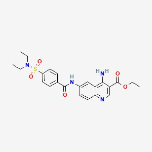 molecular formula C23H26N4O5S B2895963 Ethyl 4-amino-6-({4-[(diethylamino)sulfonyl]benzoyl}amino)-3-quinolinecarboxylate CAS No. 1018161-97-1