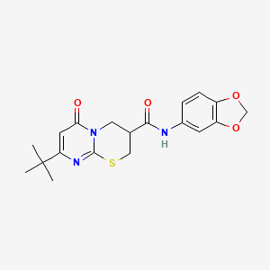 molecular formula C19H21N3O4S B2895964 N-(benzo[d][1,3]dioxol-5-yl)-8-(tert-butyl)-6-oxo-2,3,4,6-tetrahydropyrimido[2,1-b][1,3]thiazine-3-carboxamide CAS No. 1421476-09-6