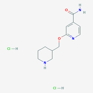 molecular formula C12H19Cl2N3O2 B2895968 2-(Piperidin-3-ylmethoxy)pyridine-4-carboxamide;dihydrochloride CAS No. 2380172-74-5