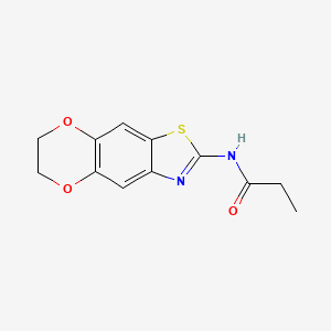 molecular formula C12H12N2O3S B2895970 N-(6,7-dihydro-[1,4]dioxino[2,3-f][1,3]benzothiazol-2-yl)propanamide CAS No. 892847-08-4