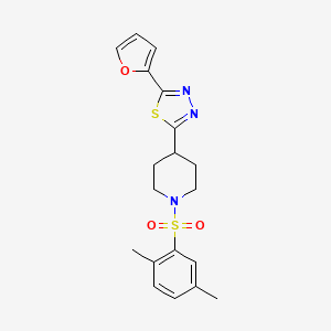 molecular formula C19H21N3O3S2 B2895985 2-(1-((2,5-Dimethylphenyl)sulfonyl)piperidin-4-yl)-5-(furan-2-yl)-1,3,4-thiadiazole CAS No. 1105246-62-5