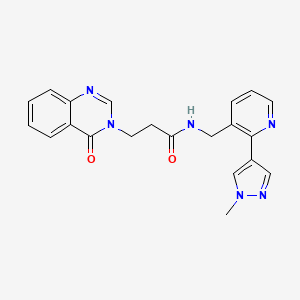 molecular formula C21H20N6O2 B2895987 N-((2-(1-甲基-1H-吡唑-4-基)吡啶-3-基)甲基)-3-(4-氧代喹唑啉-3(4H)-基)丙酰胺 CAS No. 2034389-69-8