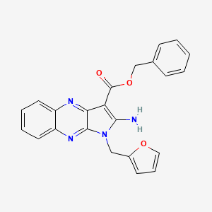 molecular formula C23H18N4O3 B2895988 benzyl 2-amino-1-(furan-2-ylmethyl)-1H-pyrrolo[2,3-b]quinoxaline-3-carboxylate CAS No. 585550-09-0