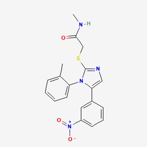 molecular formula C19H18N4O3S B2895990 N-methyl-2-((5-(3-nitrophenyl)-1-(o-tolyl)-1H-imidazol-2-yl)thio)acetamide CAS No. 1234910-58-7