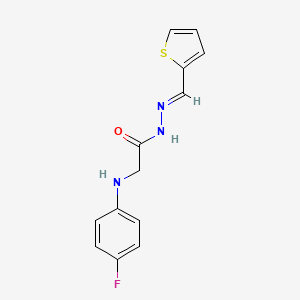 molecular formula C13H12FN3OS B2895991 2-[(4-氟苯基)氨基]-N'-[(1E)-(噻吩-2-基)亚甲基]乙酰肼 CAS No. 325997-63-5