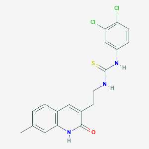 molecular formula C19H17Cl2N3OS B2895996 1-(3,4-Dichlorophenyl)-3-(2-(7-methyl-2-oxo-1,2-dihydroquinolin-3-yl)ethyl)thiourea CAS No. 847406-72-8