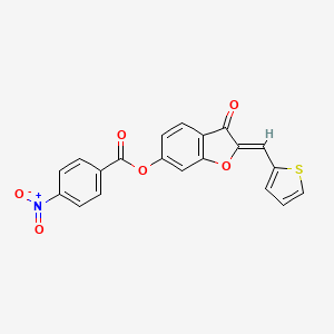 molecular formula C20H11NO6S B2896001 (Z)-3-oxo-2-(thiophen-2-ylmethylene)-2,3-dihydrobenzofuran-6-yl 4-nitrobenzoate CAS No. 714941-36-3
