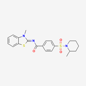 molecular formula C21H23N3O3S2 B2896002 N-(3-methyl-1,3-benzothiazol-2-ylidene)-4-(2-methylpiperidin-1-yl)sulfonylbenzamide CAS No. 683260-95-9
