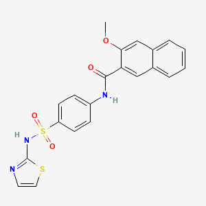 molecular formula C21H17N3O4S2 B2896006 3-methoxy-N-(4-(N-(thiazol-2-yl)sulfamoyl)phenyl)-2-naphthamide CAS No. 299952-47-9
