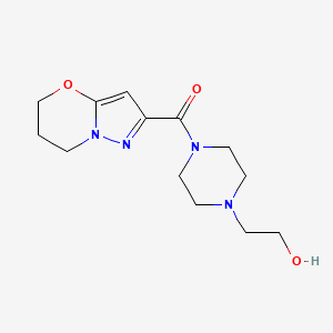 molecular formula C13H20N4O3 B2896026 (6,7-dihydro-5H-pyrazolo[5,1-b][1,3]oxazin-2-yl)(4-(2-hydroxyethyl)piperazin-1-yl)methanone CAS No. 1428352-40-2