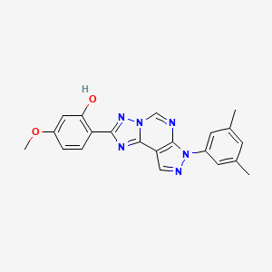 molecular formula C21H18N6O2 B2896031 2-[10-(3,5-Dimethylphenyl)-3,5,6,8,10,11-hexaazatricyclo[7.3.0.0^{2,6}]dodeca-1(9),2,4,7,11-pentaen-4-yl]-5-methoxyphenol CAS No. 900883-91-2