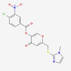 molecular formula C17H12ClN3O6S B2896032 6-(((1-甲基-1H-咪唑-2-基)硫代)甲基)-4-氧代-4H-吡喃-3-基 4-氯-3-硝基苯甲酸酯 CAS No. 896310-01-3