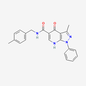 molecular formula C22H20N4O2 B2896034 3-methyl-N-(4-methylbenzyl)-4-oxo-1-phenyl-4,7-dihydro-1H-pyrazolo[3,4-b]pyridine-5-carboxamide CAS No. 941890-93-3