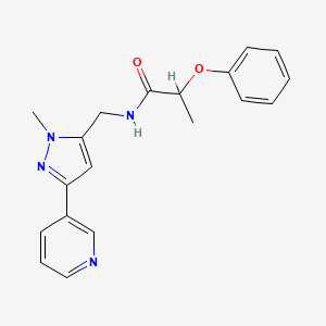 molecular formula C19H20N4O2 B2896044 N-((1-methyl-3-(pyridin-3-yl)-1H-pyrazol-5-yl)methyl)-2-phenoxypropanamide CAS No. 2034376-44-6