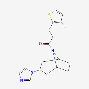 molecular formula C18H23N3OS B2896051 1-((1R,5S)-3-(1H-咪唑-1-基)-8-氮杂双环[3.2.1]辛-8-基)-3-(3-甲硫代噻吩-2-基)丙-1-酮 CAS No. 2320575-10-6