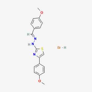 B2896054 (E)-2-((E)-(4-methoxybenzylidene)hydrazono)-4-(4-methoxyphenyl)-2,3-dihydrothiazole hydrobromide CAS No. 479350-00-0