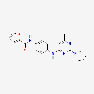 molecular formula C20H21N5O2 B2896062 N-{4-[(6-甲基-2-吡咯烷-1-基嘧啶-4-基)氨基]苯基}-2-呋喃甲酰胺 CAS No. 1251696-89-5