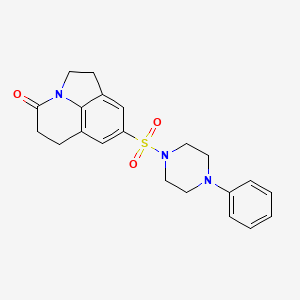 molecular formula C21H23N3O3S B2896072 8-((4-phenylpiperazin-1-yl)sulfonyl)-5,6-dihydro-1H-pyrrolo[3,2,1-ij]quinolin-4(2H)-one CAS No. 898419-90-4
