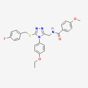 molecular formula C26H25FN4O3S B2896079 N-((4-(4-乙氧苯基)-5-((4-氟苄基)硫)-4H-1,2,4-三唑-3-基)甲基)-4-甲氧基苯甲酰胺 CAS No. 476435-10-6