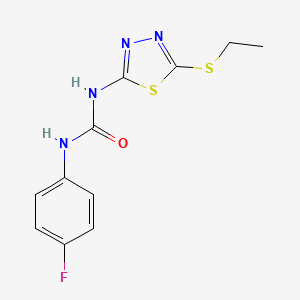 molecular formula C11H11FN4OS2 B2896091 1-(5-Ethylsulfanyl-1,3,4-thiadiazol-2-yl)-3-(4-fluorophenyl)urea CAS No. 886934-47-0