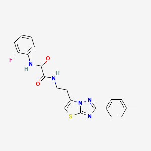 molecular formula C21H18FN5O2S B2896101 N1-(2-氟苯基)-N2-(2-(2-(对甲苯基)噻唑并[3,2-b][1,2,4]三唑-6-基)乙基)草酰胺 CAS No. 894030-89-8