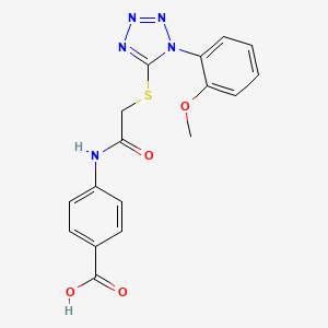molecular formula C17H15N5O4S B2896107 4-(2-((1-(2-methoxyphenyl)-1H-tetrazol-5-yl)thio)acetamido)benzoic acid CAS No. 874467-89-7