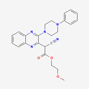 molecular formula C24H25N5O3 B2896126 2-甲氧基乙基 2-氰基-2-[3-(4-苯基哌嗪-1-基)喹喔啉-2-基]乙酸酯 CAS No. 488861-22-9