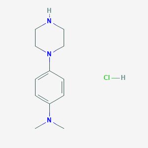 molecular formula C12H20ClN3 B2896127 N,N-二甲基-4-哌嗪-1-基苯胺;盐酸盐 CAS No. 2411248-02-5