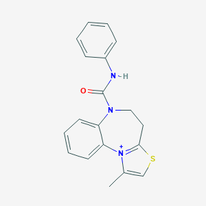 molecular formula C19H18N3OS+ B289613 1-Methyl-6-(phenylcarbamoyl)-4,5,6-trihydrothiazolo[3,2-a][1,5]benzodiazepine-11-ium 