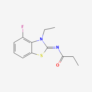 molecular formula C12H13FN2OS B2896137 N-(3-ethyl-4-fluoro-1,3-benzothiazol-2-ylidene)propanamide CAS No. 868375-40-0