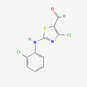molecular formula C10H6Cl2N2OS B2896148 4-氯-2-[(2-氯苯基)氨基]-1,3-噻唑-5-甲醛 CAS No. 460730-09-0