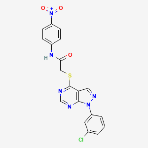 molecular formula C19H13ClN6O3S B2896150 2-((1-(3-chlorophenyl)-1H-pyrazolo[3,4-d]pyrimidin-4-yl)thio)-N-(4-nitrophenyl)acetamide CAS No. 893919-39-6