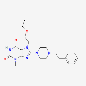 molecular formula C22H30N6O3 B2896156 7-(2-ethoxyethyl)-3-methyl-8-(4-phenethylpiperazin-1-yl)-1H-purine-2,6(3H,7H)-dione CAS No. 887030-53-7
