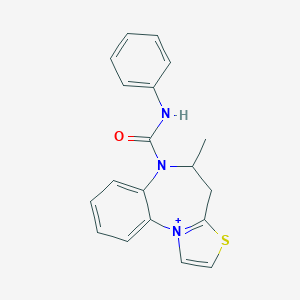 molecular formula C19H18N3OS+ B289616 6-(anilinocarbonyl)-5-methyl-4H,5H,6H-[1,3]thiazolo[2,3-d][1,5]benzodiazepin-11-ium 