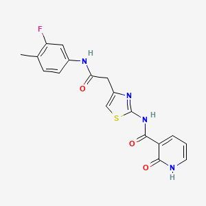 molecular formula C18H15FN4O3S B2896166 N-(4-(2-((3-fluoro-4-methylphenyl)amino)-2-oxoethyl)thiazol-2-yl)-2-oxo-1,2-dihydropyridine-3-carboxamide CAS No. 946207-57-4