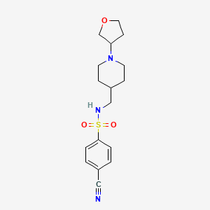 molecular formula C17H23N3O3S B2896174 4-氰基-N-((1-(四氢呋喃-3-基)哌啶-4-基)甲基)苯磺酰胺 CAS No. 2034290-46-3