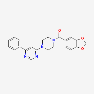molecular formula C22H20N4O3 B2896176 Benzo[d][1,3]dioxol-5-yl(4-(6-phenylpyrimidin-4-yl)piperazin-1-yl)methanone CAS No. 1351604-61-9