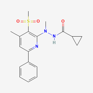 molecular formula C18H21N3O3S B2896178 N'-methyl-N'-[4-methyl-3-(methylsulfonyl)-6-phenyl-2-pyridinyl]cyclopropanecarbohydrazide CAS No. 320423-04-9