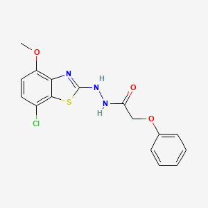 molecular formula C16H14ClN3O3S B2896180 N'-(7-氯-4-甲氧基苯并[d]噻唑-2-基)-2-苯氧基乙酰肼 CAS No. 922701-77-7