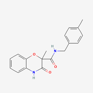 molecular formula C18H18N2O3 B2896183 2-methyl-N-(4-methylbenzyl)-3-oxo-3,4-dihydro-2H-1,4-benzoxazine-2-carboxamide CAS No. 861211-46-3