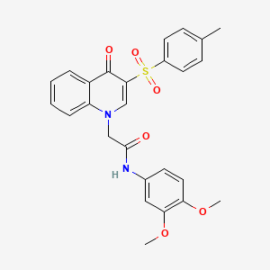 molecular formula C26H24N2O6S B2896184 N-(3,4-dimethoxyphenyl)-2-(4-oxo-3-tosylquinolin-1(4H)-yl)acetamide CAS No. 902584-94-5