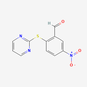molecular formula C11H7N3O3S B2896185 5-Nitro-2-(pyrimidin-2-ylsulfanyl)benzaldehyde CAS No. 591747-15-8