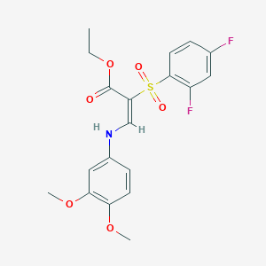 molecular formula C19H19F2NO6S B2896191 ethyl (2E)-2-[(2,4-difluorophenyl)sulfonyl]-3-[(3,4-dimethoxyphenyl)amino]acrylate CAS No. 1327176-76-0