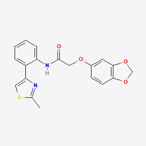 molecular formula C19H16N2O4S B2896196 2-(benzo[d][1,3]dioxol-5-yloxy)-N-(2-(2-methylthiazol-4-yl)phenyl)acetamide CAS No. 1797728-08-5