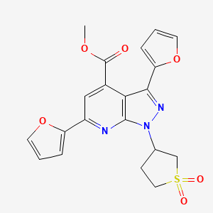 molecular formula C20H17N3O6S B2896197 1-(1,1-二氧化四氢噻吩-3-基)-3,6-二(呋喃-2-基)-1H-吡唑并[3,4-b]吡啶-4-甲酸甲酯 CAS No. 1040636-30-3