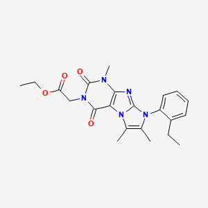 molecular formula C22H25N5O4 B2896200 ethyl 2-(8-(2-ethylphenyl)-1,6,7-trimethyl-2,4-dioxo-1H-imidazo[2,1-f]purin-3(2H,4H,8H)-yl)acetate CAS No. 877644-78-5