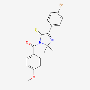 molecular formula C19H17BrN2O2S B2896201 5-(4-溴苯基)-3-(4-甲氧基苯甲酰基)-2,2-二甲基-2,3-二氢-4H-咪唑-4-硫酮 CAS No. 899917-48-7