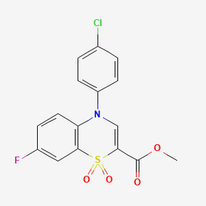 molecular formula C16H11ClFNO4S B2896202 methyl 4-(4-chlorophenyl)-7-fluoro-4H-benzo[b][1,4]thiazine-2-carboxylate 1,1-dioxide CAS No. 1358469-38-1