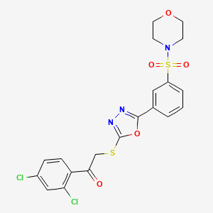 molecular formula C20H17Cl2N3O5S2 B2896203 1-(2,4-二氯苯基)-2-((5-(3-(吗啉磺酰基)苯基)-1,3,4-恶二唑-2-基)硫代)乙酮 CAS No. 748790-75-2