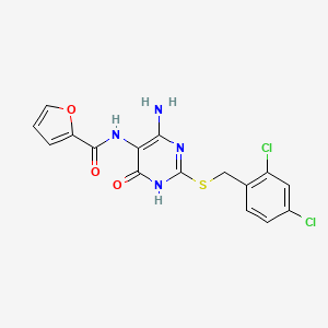 molecular formula C16H12Cl2N4O3S B2896204 N-(4-氨基-2-((2,4-二氯苄基)硫代)-6-氧代-1,6-二氢嘧啶-5-基)呋喃-2-甲酰胺 CAS No. 888424-99-5